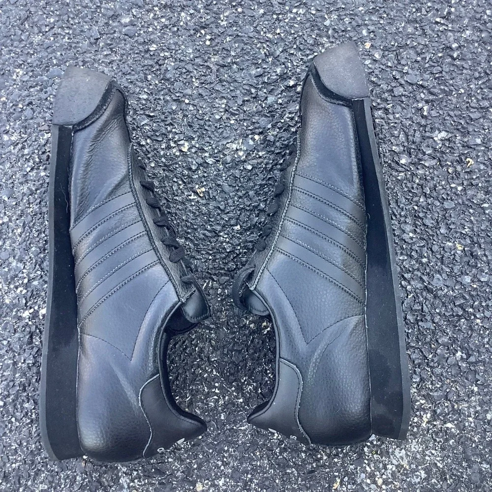 Adidas Samoa Mens Shoes Triple Black Leather Sneakers G22596 Size 13